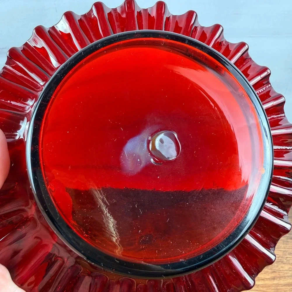 Blenko 420 Ruby Ruffled Art Glass Pre-Designer Plate